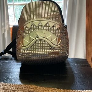 Sprayground Silver Backpack Geometric Luxe Design